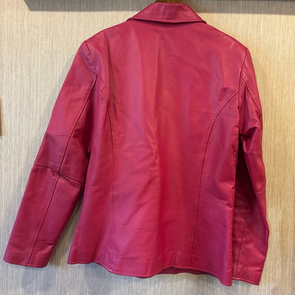 Hot Pink Genuine Leather Jacket by MetroStyle, Great Condition, Women’s Size 12T - Picture 3 of 6